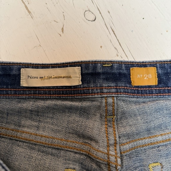 Pilcro & the Letterpress Jeans 28 Women Straight Leg Low Rise Zip Fly Blue Denim - Picture 9 of 10